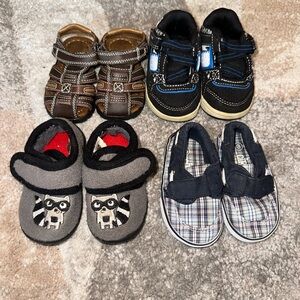 Stylish Kids Shoe Collection - Brown, Black, Gray, and Blue